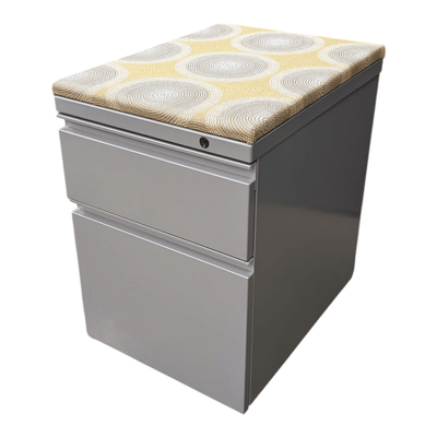 AIS Grey mobile pedestal with yellow patterned cushion top