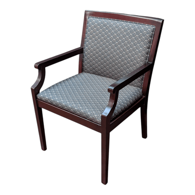 Patrician Furniture Wood Framed Side Chair - Mahogany with Green Fabric | Pre-Owned Traditional Guest Chair