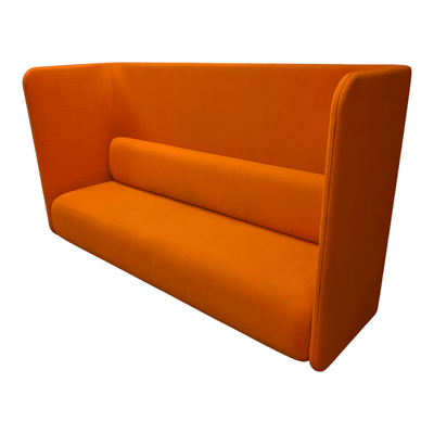 93" x 31" x 52.25" Bernhardt Code Orange High-Back Sofa SOS260210 | Pre-Owned Office Sofa with Privacy and Acoustic Comfort