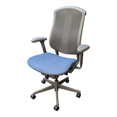 Herman Miller Celle Chair, Blue Fabric Seat/Grey Plastic Back