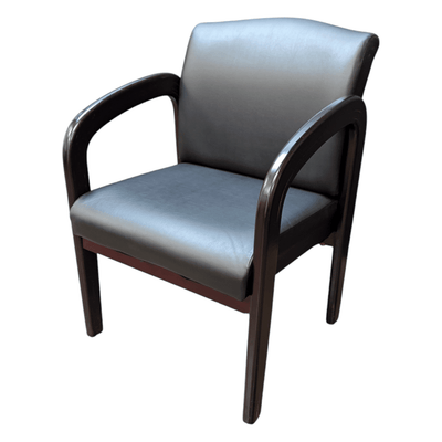 Office Star Black Vinyl Seat Wood Frame Side Chair