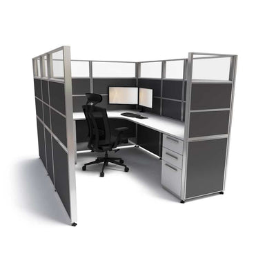 8'x6' x 65" SUNLINE Signature Office Cubicle System with Sliding Door | 65" High Workstation with Customizable Colors
