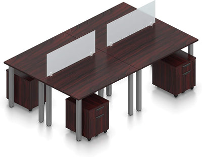 48" x 24" Rectangular Height Adjustable Desk with Acrylic Panel & Mobile Pedestal | Ergonomic Sit-Stand Workstation