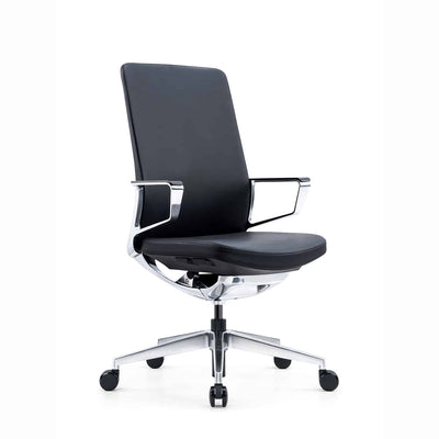 i5 Industries Gravity Conference ChairCC201A.BL-BLK | Black Leather with Aluminum Arms