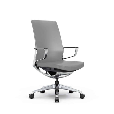 i5 Industries Gravity Conference Chair CC201A.GL-GRY | Gray Leather with Aluminum Arms
