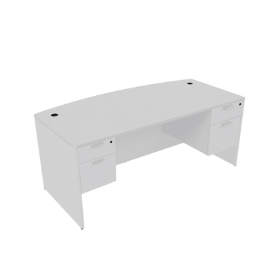 i5 Industries Rectangular Desk Bow Front Desk with Double Suspended Pedestals (36-41×71)