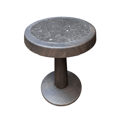 Polyform Round 13 Black Granite Top Wood Frame End Table This Polyform Round End Table is a perfect blend of style and functionality. Featuring a sleek black granite top and a sturdy wood frame, this end table is designed to add a touch of elegance to any room it is placed in. Measuring 13 inches in diameter, it is the perfect size for holding drinks, books, or other small items. The black granite top provides a smooth surface that is easy to clean and maintain. The wood frame is designed to be durable and