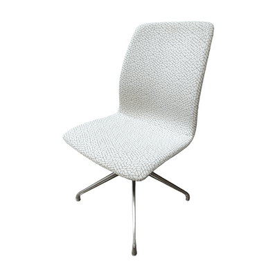 OFS- WHITE/BROWN ARMLESS SIDE CHAIR / CHROME BASE