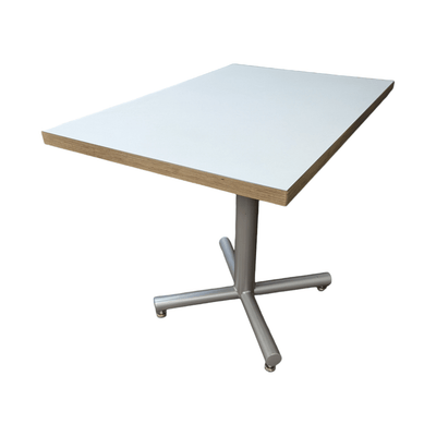 Used Enwork 24inX36in White Rectangular Breakroom Table with Grey Metal Base