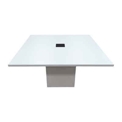 Steelcase White Square Top Table with Power, 54inX54in