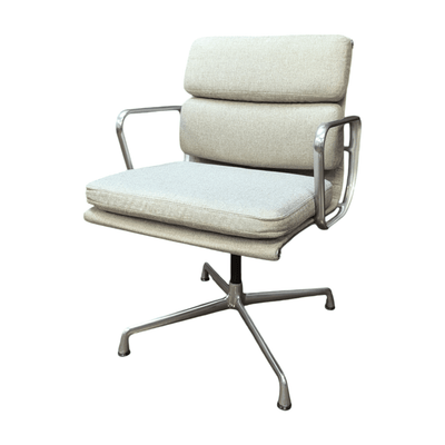 Herman Miller Eames Soft Pad Side Chair in Grey with 4-star chrome base
