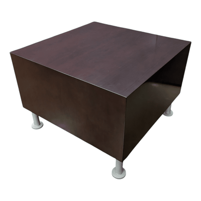 Hon square coffee table, mahogany finish with grey feet