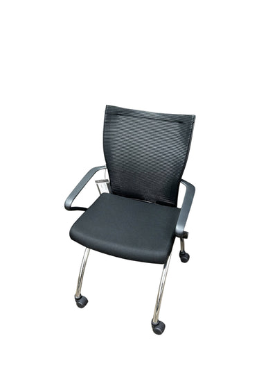 Mayline Nesting Chair – Black Mesh / Chrome Frame