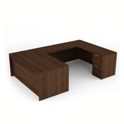U-Desk i5 Industries 71x108 Bowfront with Full Pedestals | Six Drawers with Lockable Storage