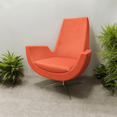 Kurve lounge chair with red orange fabric