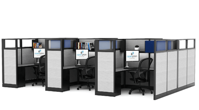 Razor System Premium Office Cubicles - 6x6 High Privacy | 6 Pack with LED Lighting