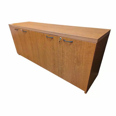 Used Steelcase credenza with 4 doors 71 X20 X29 - cherry with black handles