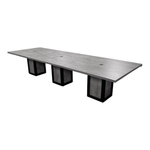 12x4 3-piece conference table with square bases. Grey top, grey bases with black trim.
