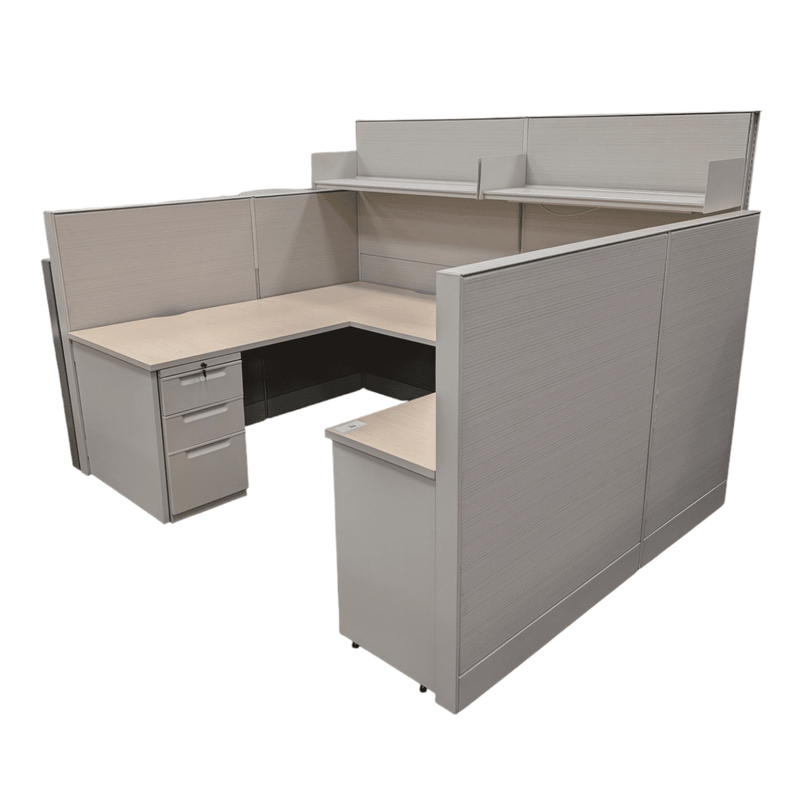 Teknion Leverage Workstations grey with maple top