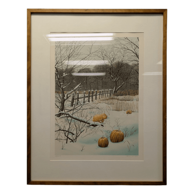 Framed print of pumpkin patch