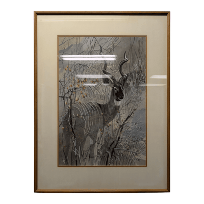Gray Kudu Watercolor Framed Print