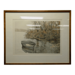 Adrift, Framed Print of Muted Lakefront Horizon