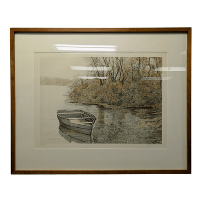 Adrift, Framed Print of Muted Lakefront Horizon