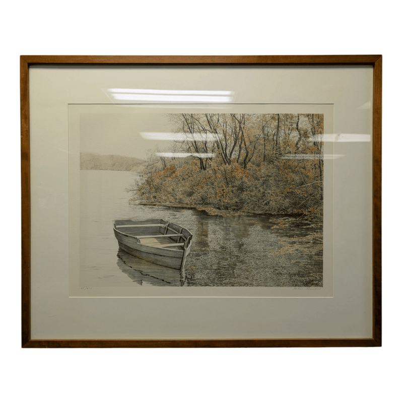 Adrift, Framed Print of Muted Lakefront Horizon
