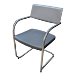 used knoll sled base side chair grey with chrome frame