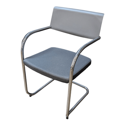 used knoll sled base side chair grey with chrome frame