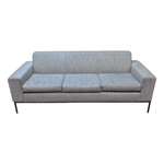 HBF 3-Seat Sofa – Blue/Grey Fabric with Black Metal Legs
