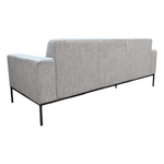 HBF 3-Seat Sofa – Blue/Grey Fabric with Black Metal Legs