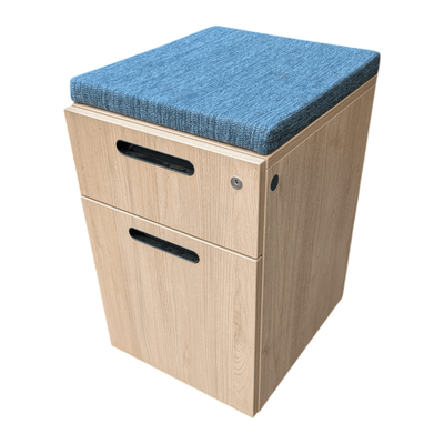 Teknion blue cushion top mobile ped