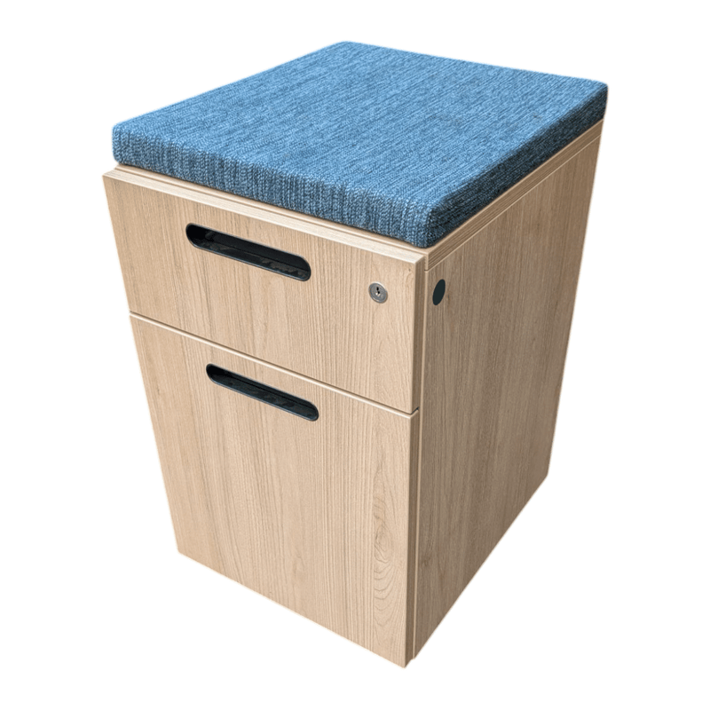 Teknion blue cushion top mobile ped