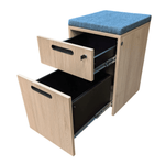 Pre-Owned Teknion Blue Cushion Top Mobile Pedestal | Storage with Seating