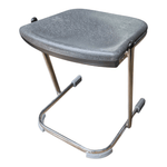 a grey chair with a black seat