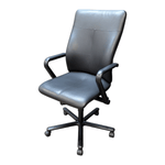High-Back Black Leather Conference Chair