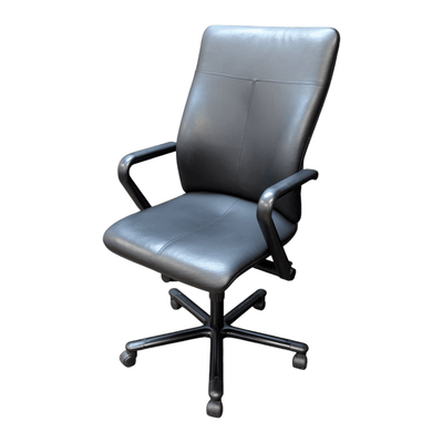 High-Back Black Leather Conference Chair