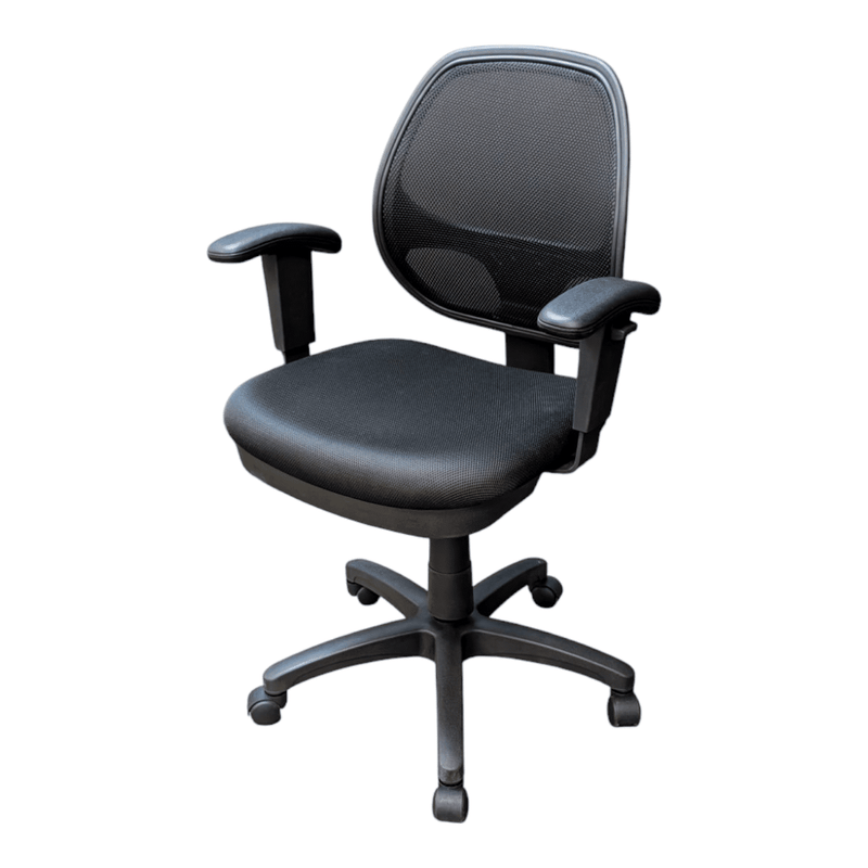 Global Mid Back Synchro-Tilter Task Chair - Black mesh, 11647B
