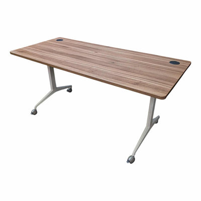 Sunline 65x30 Mobile Training Table with a brown top and white base.