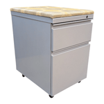Pre-Owned AIS Grey 2-Drawer Mobile Pedestal - Yellow Cushion