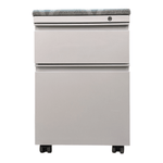 Pre-Owned AIS Grey 2-Drawer Mobile Pedestal with Blue Cushion Top | Dual-Purpose Office Storage & Seating