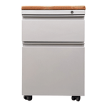 Pre-Owned AIS Grey 2-Drawer Mobile Pedestal - Orange Top