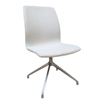 OFS Armless High-Back Swivel Side Chair White and Brown Fabric Chrome Base KI240206 | Pre-Owned Conference Room Chair