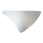 Triangular End Table with Grooved Top and Grey Metal Base - Pre-Owned