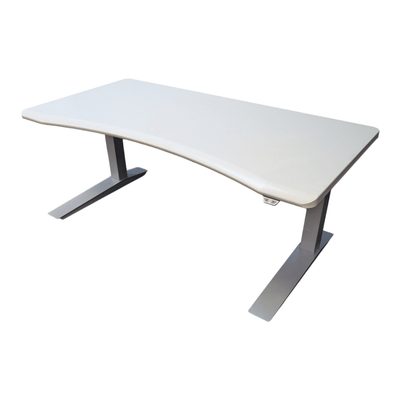58" Sit to Stand desk, off-white top and grey base