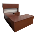Pre-Owned National Furniture Right-Hand U-Shape Desk with Hutch – 48" Bridge | Executive Office Furniture