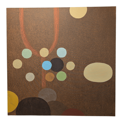 Abstract Art Print on Canvas - Brown with Multicolor circles/shapes