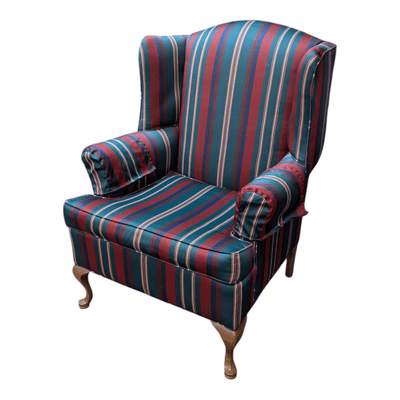 Bernhardt Wing Club Chair - Green Blue Red Upholstery