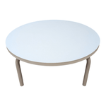 32" Round Coffee Table - White Top with Metal Legs | Pre-Owned Modern Office Lounge Furniture